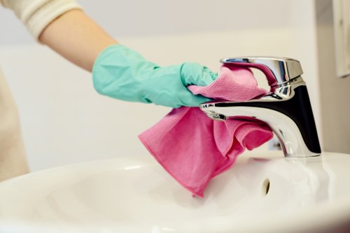 Professional oven cleaner in Acton removing grease from a domestic oven