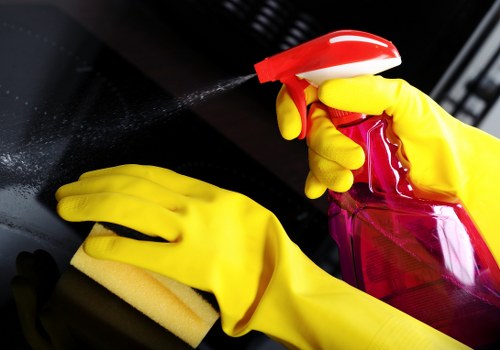 Staff member using protective gear during carpet cleaning work