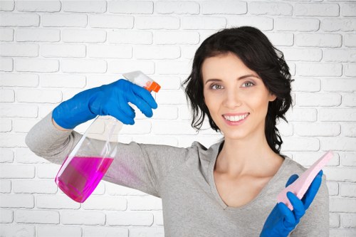 Cleaner polishing windows and surfaces after builders work in Acton